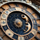 Foto: Ancient time Horoscope and Detail of Saint Mark Square renaissance Clock Tower in Venice