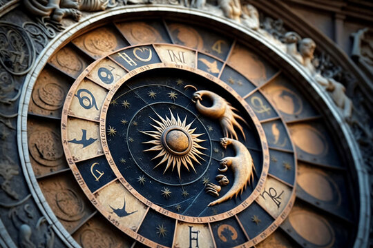 Foto: Ancient time Horoscope and Detail of Saint Mark Square renaissance Clock Tower in Venice