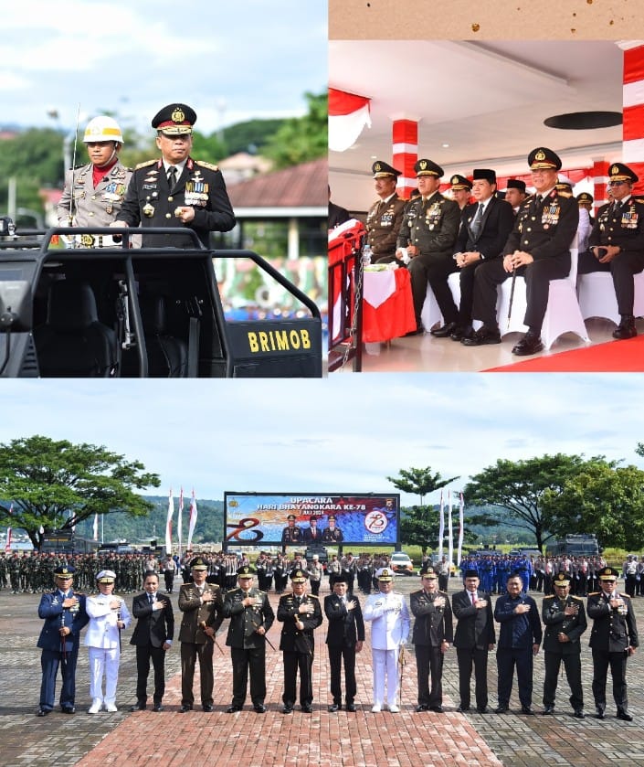 Peringatan HUT Bhayangkara ini turut dihadiri oleh Penjabat Gubernur Maluku Sadali Ie, anggota Forum Komunikasi Pimpinan Daerah (Forkopimda) Provinsi Maluku, Wakapolda Maluku, dan pejabat utama Polda Maluku