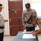 Upacara serah terima jabatan (sertijab) pejabat utama di wilayah hukum Polres Humbang Hasundutan berlangsung di Aula DP Silitonga, Mapolres Humbahas, pada Rabu (18/9/2024)