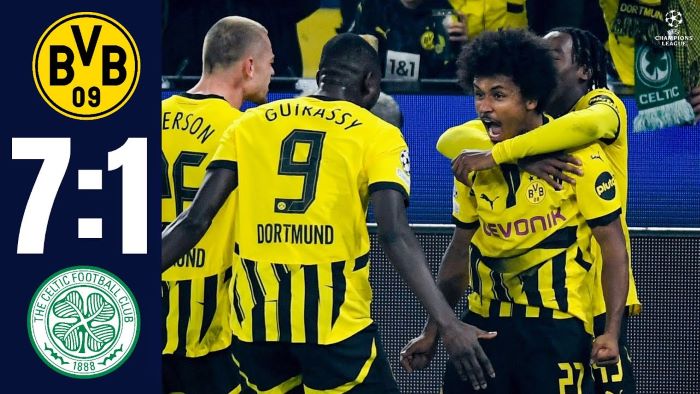 Borussia Dortmund mengukir kemenangan telak atas Celtic dengan skor 7-1 dalam pertandingan kedua babak grup Liga Champions pada 02 Oktober 2024