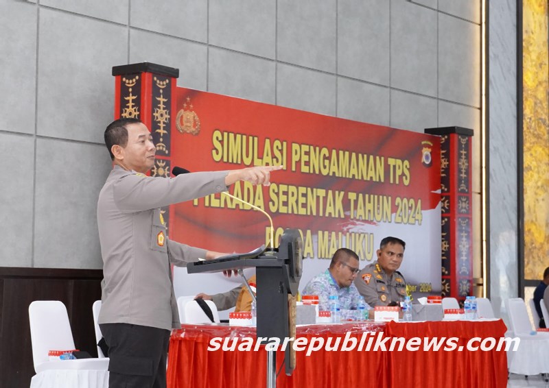 Kepolisian Daerah Maluku menggelar simulasi pengamanan Tempat Pemungutan Suara (TPS) guna memastikan kelancaran dan keamanan pemilihan kepala daerah (Pilkada) serentak yang akan diselenggarakan di wilayah provinsi Maluku pada tahun 2024