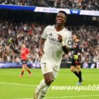 Vinicius mencetak gol kedua di menit ke-61 setelah memanfaatkan tendangan panjang kiper Andriy Lunin