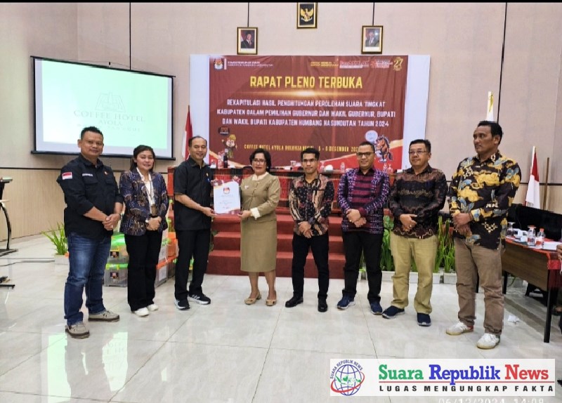 Komisi Pemilihan Umum (KPU) Kabupaten Humbang Hasundutan (Humbahas) melaksanakan rapat pleno terbuka untuk menetapkan hasil rekapitulasi perolehan suara tingkat kabupaten pada Pemilihan Gubernur dan Wakil Gubernur serta Bupati dan Wakil Bupati tahun 2024